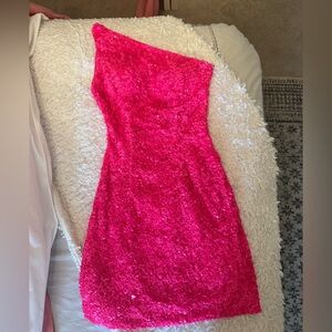 Sherri Hill Pink One Shoulder Dress